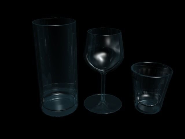 glasses set of wire wine Low-poly 3D model_3