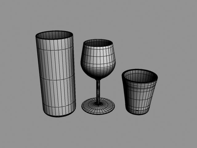 glasses set of wire wine Low-poly 3D model_4