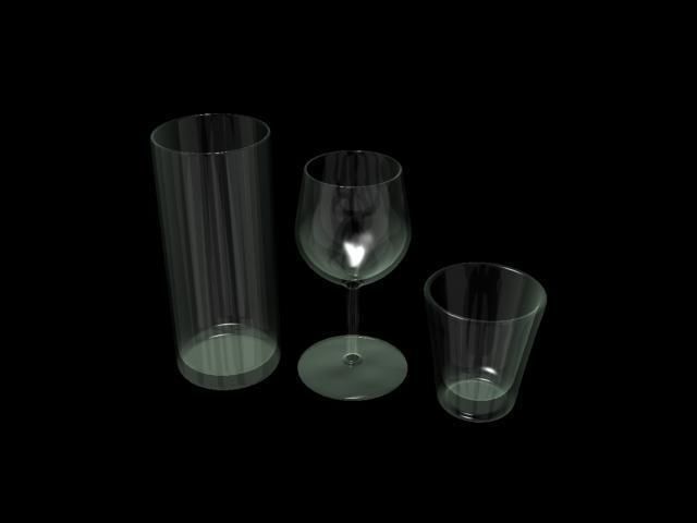 glasses set of wire wine Low-poly 3D model_8