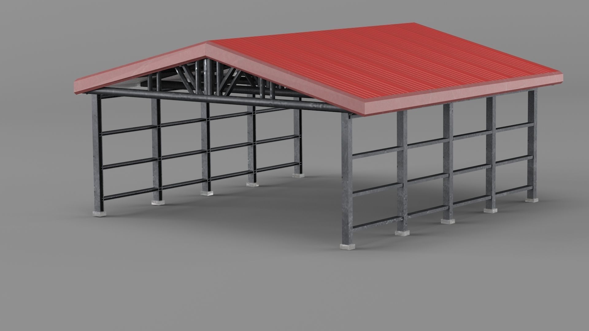Industrial canopy roof 3D model_2