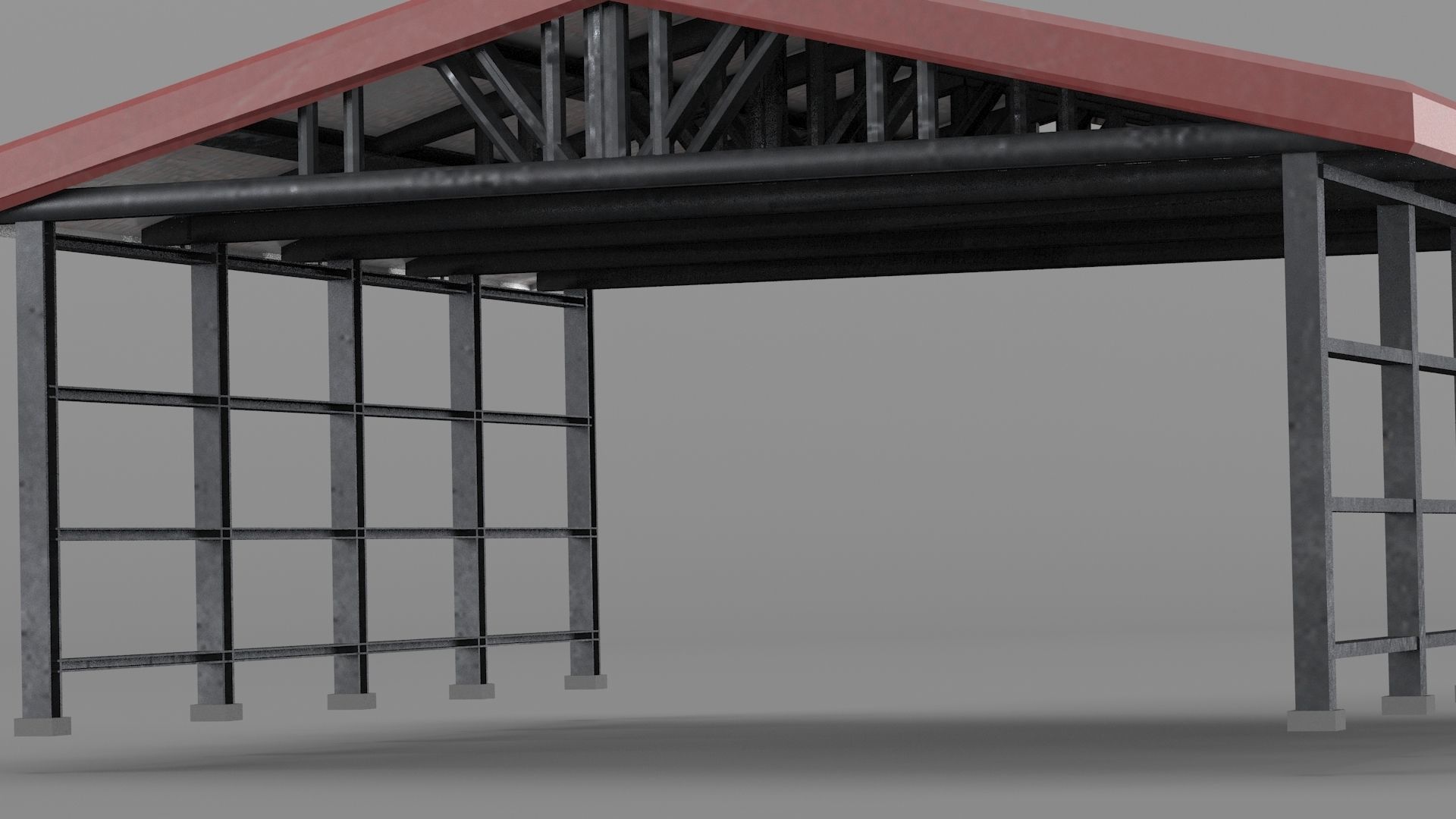 Industrial canopy roof 3D model_3