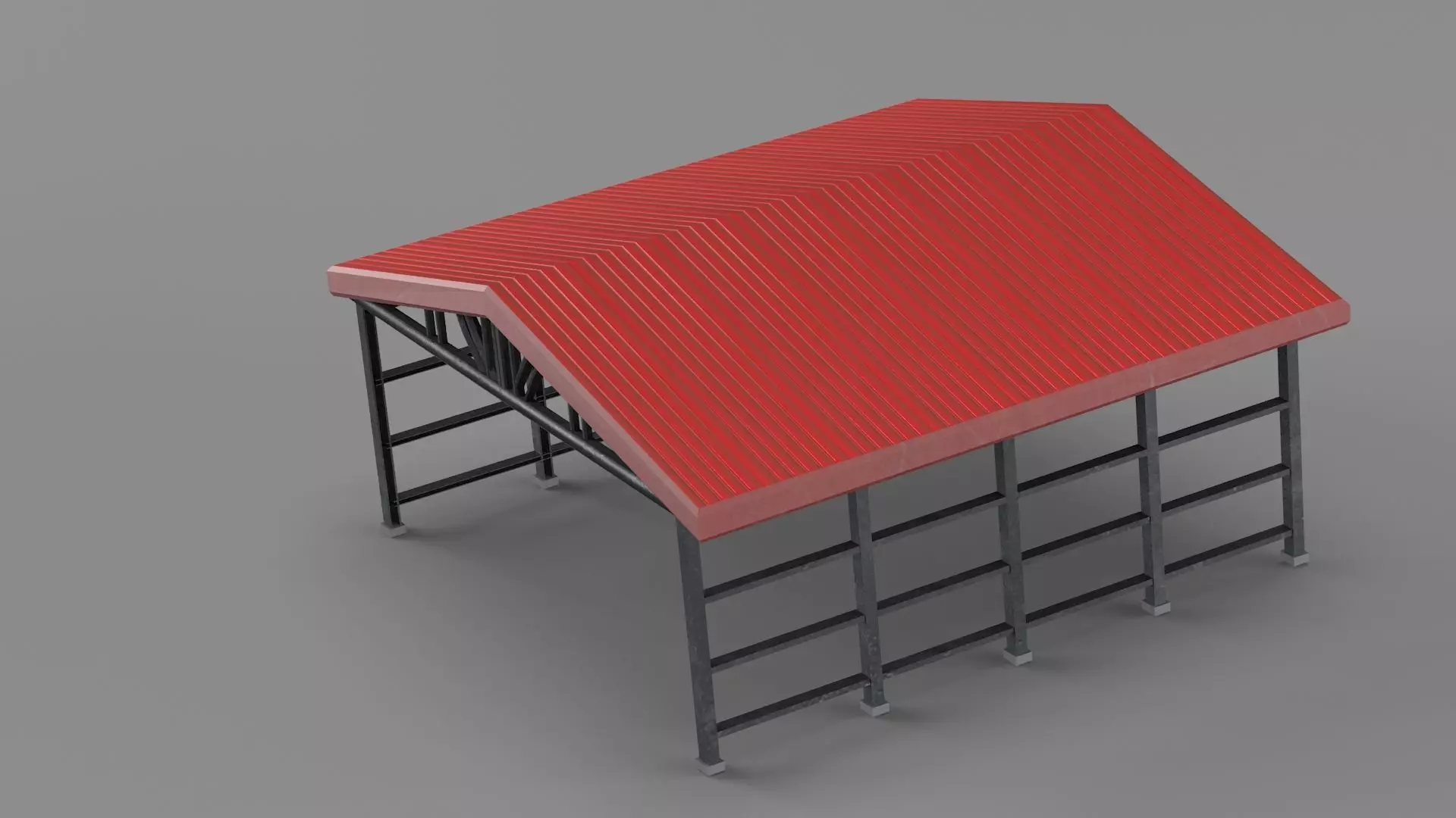 Industrial canopy roof 3D model_0