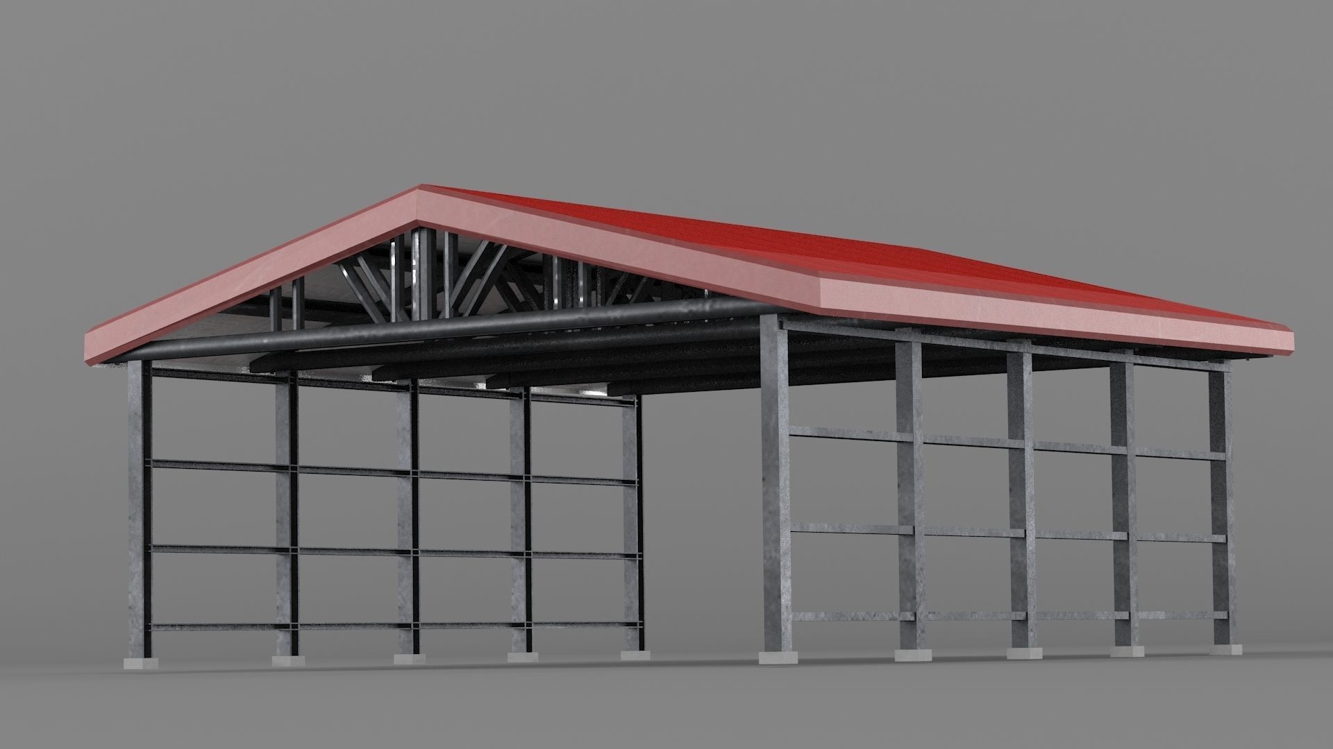 Industrial canopy roof 3D model_4