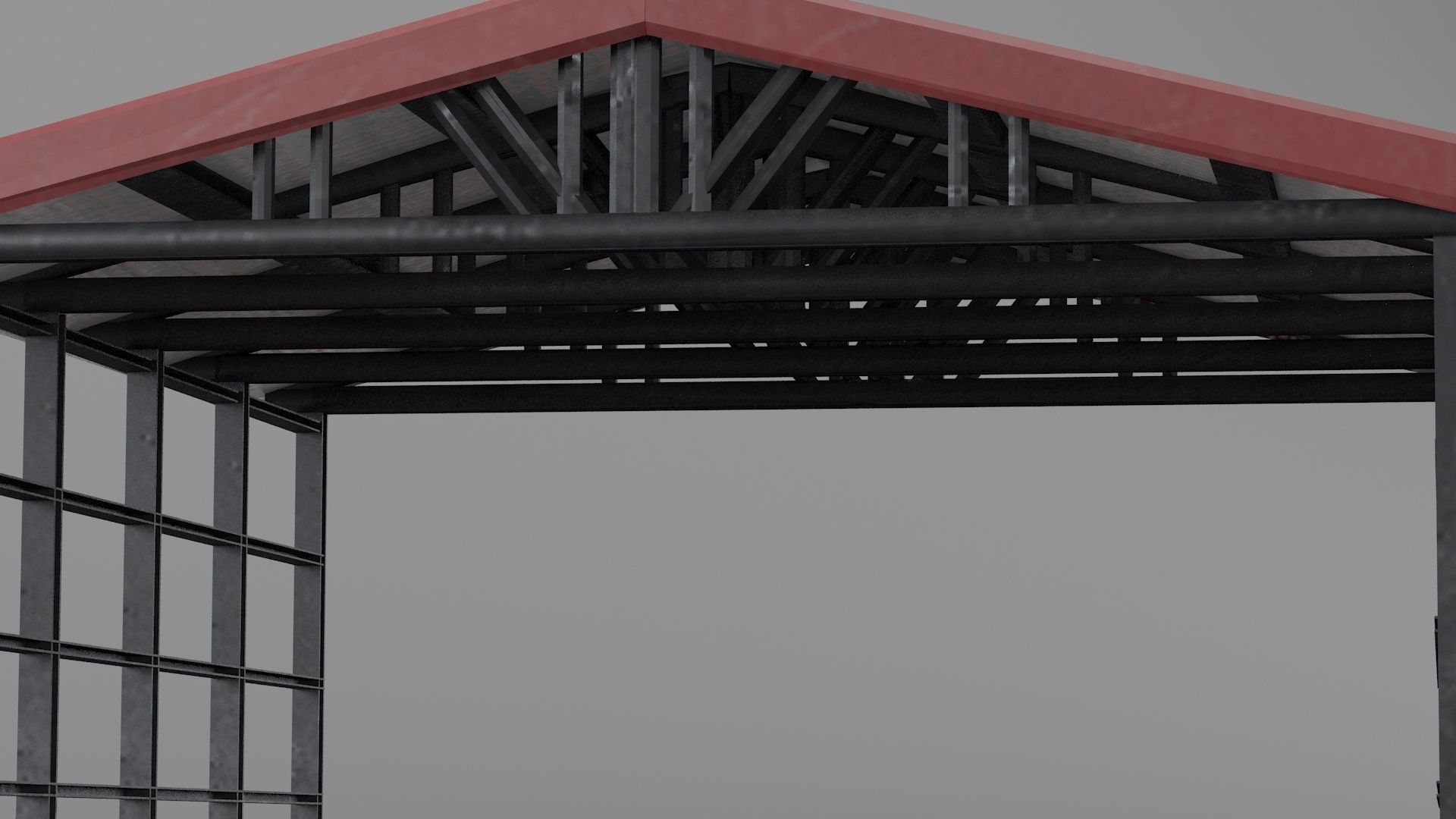 Industrial canopy roof 3D model_1