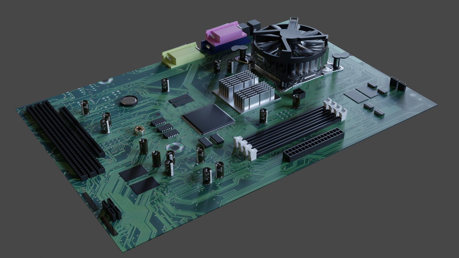 Motherboard cpu board 3D model_1