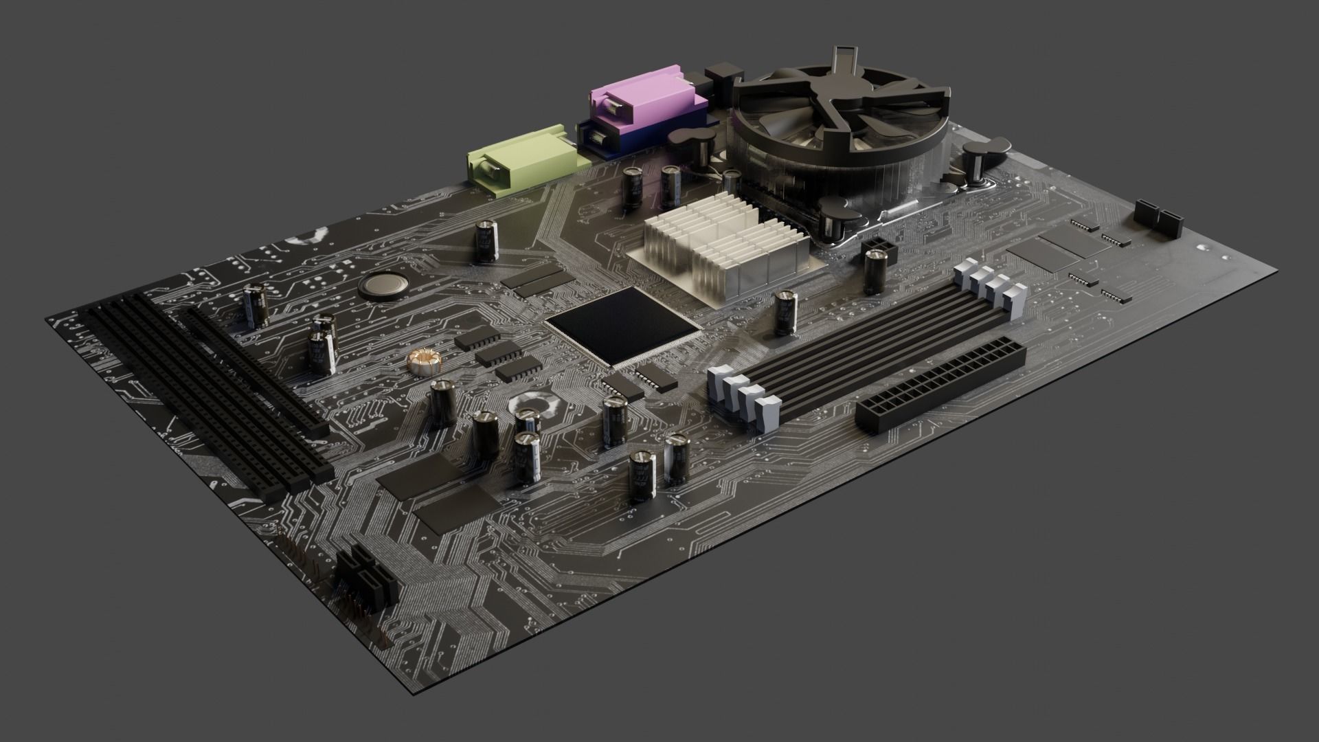 Motherboard cpu board 3D model_9