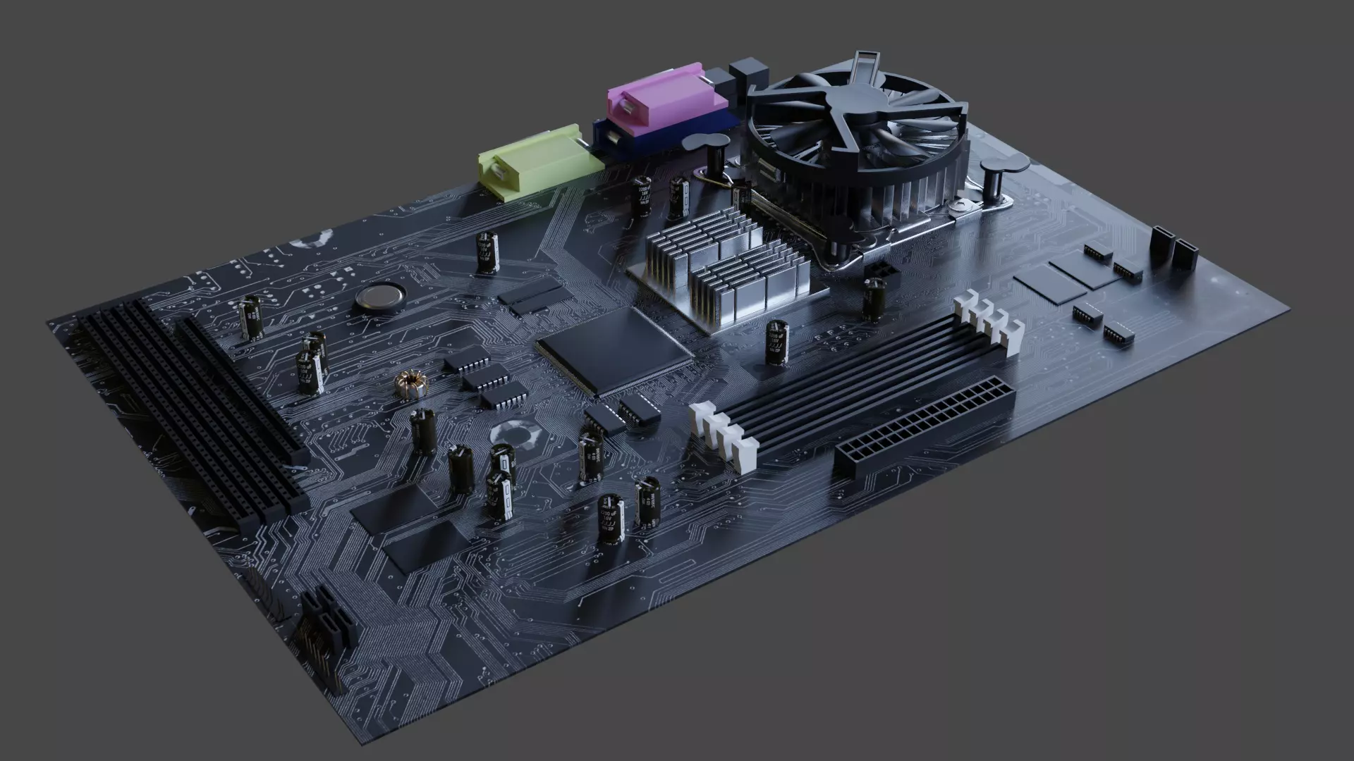 Motherboard cpu board 3D model_0