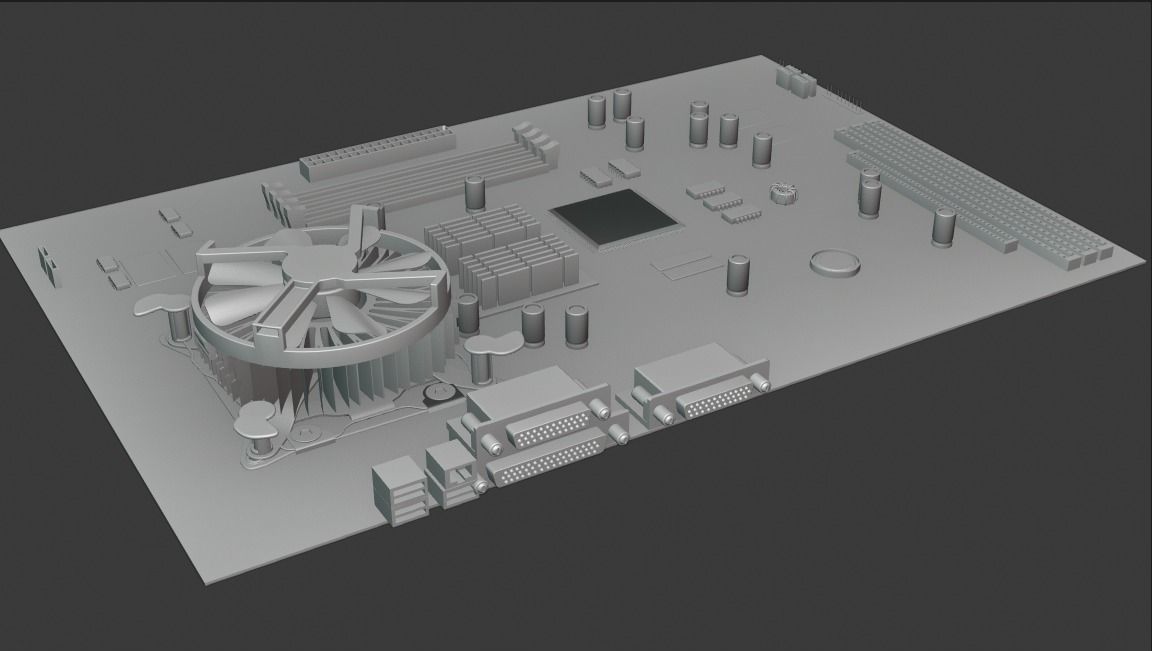Motherboard cpu board 3D model_15