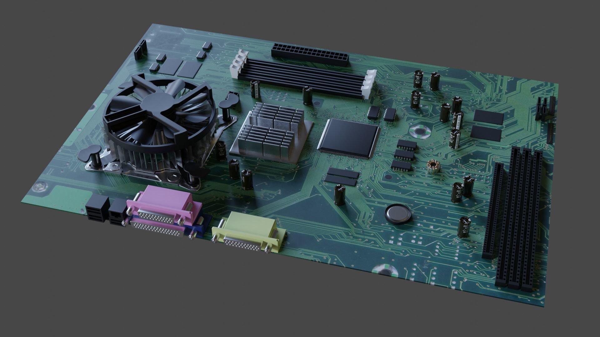 Motherboard cpu board 3D model_2