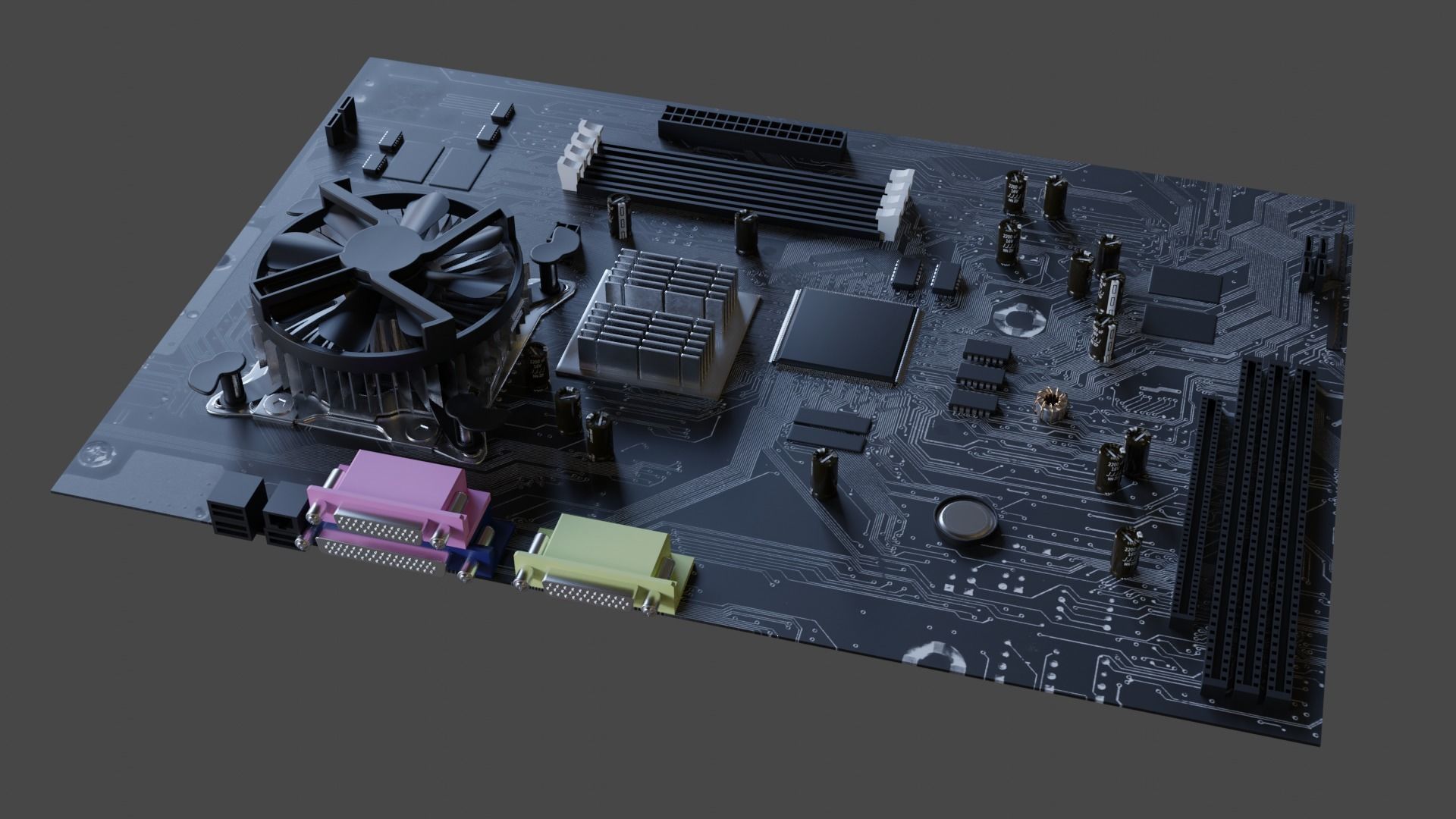 Motherboard cpu board 3D model_4