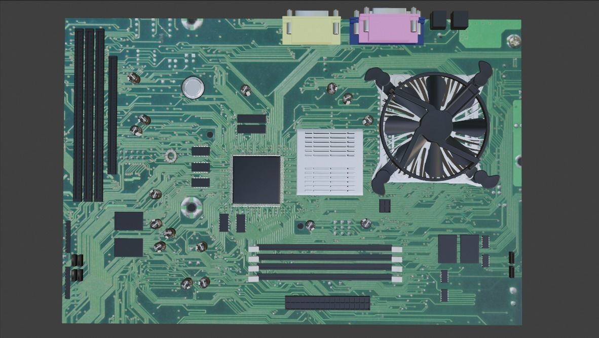 Motherboard cpu board 3D model_14