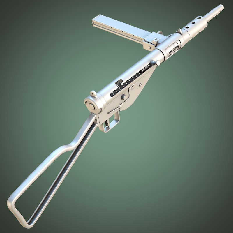 Sten Mark II submachine gun 3D model_8