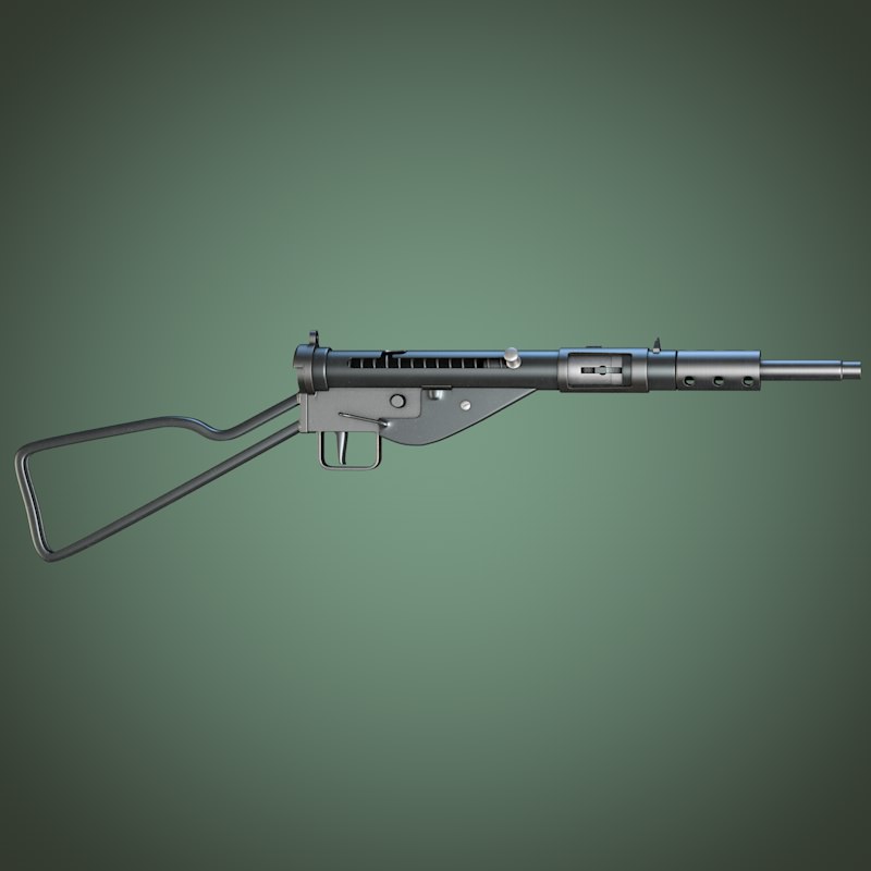 Sten Mark II submachine gun 3D model_4