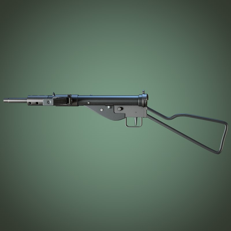 Sten Mark II submachine gun 3D model_3