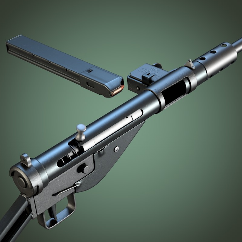 Sten Mark II submachine gun 3D model_5
