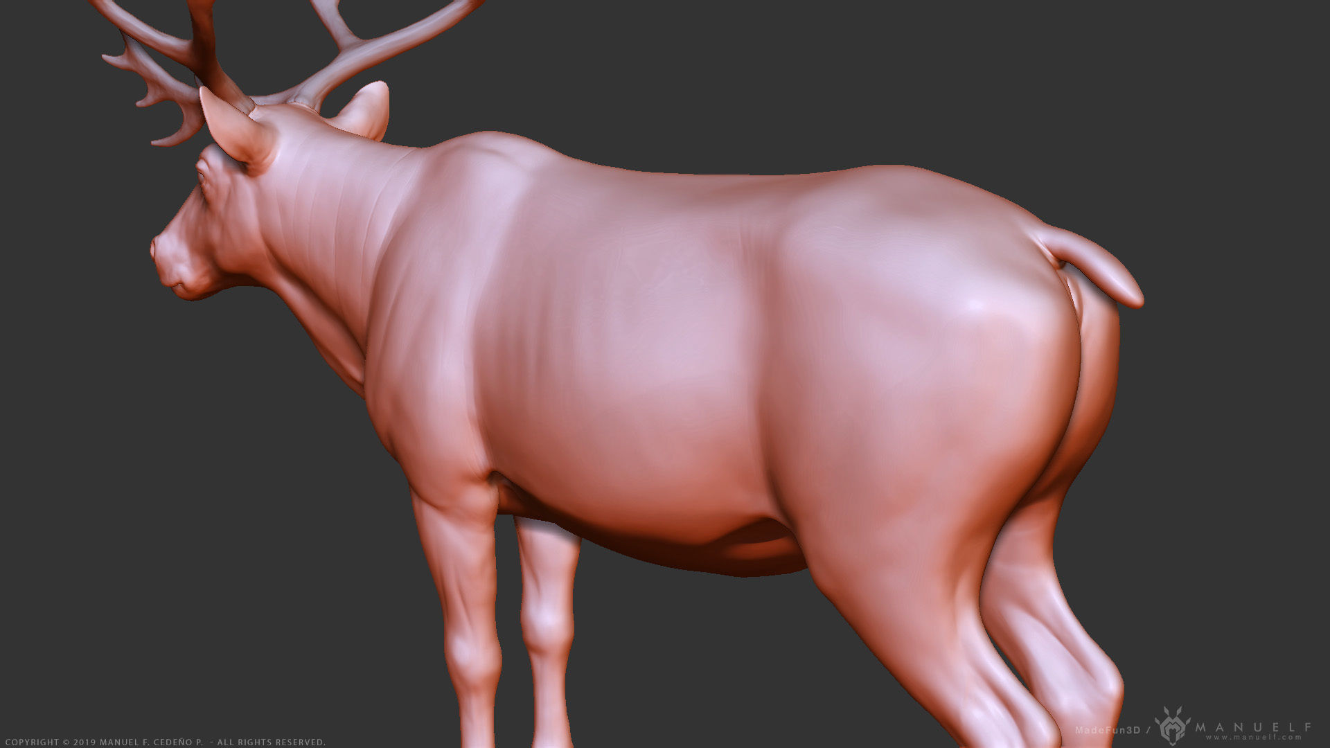 Reindeer Caribou - Highpoly Sculpture 3D model_17