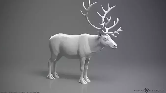 Reindeer Caribou - Highpoly Sculpture 3D model