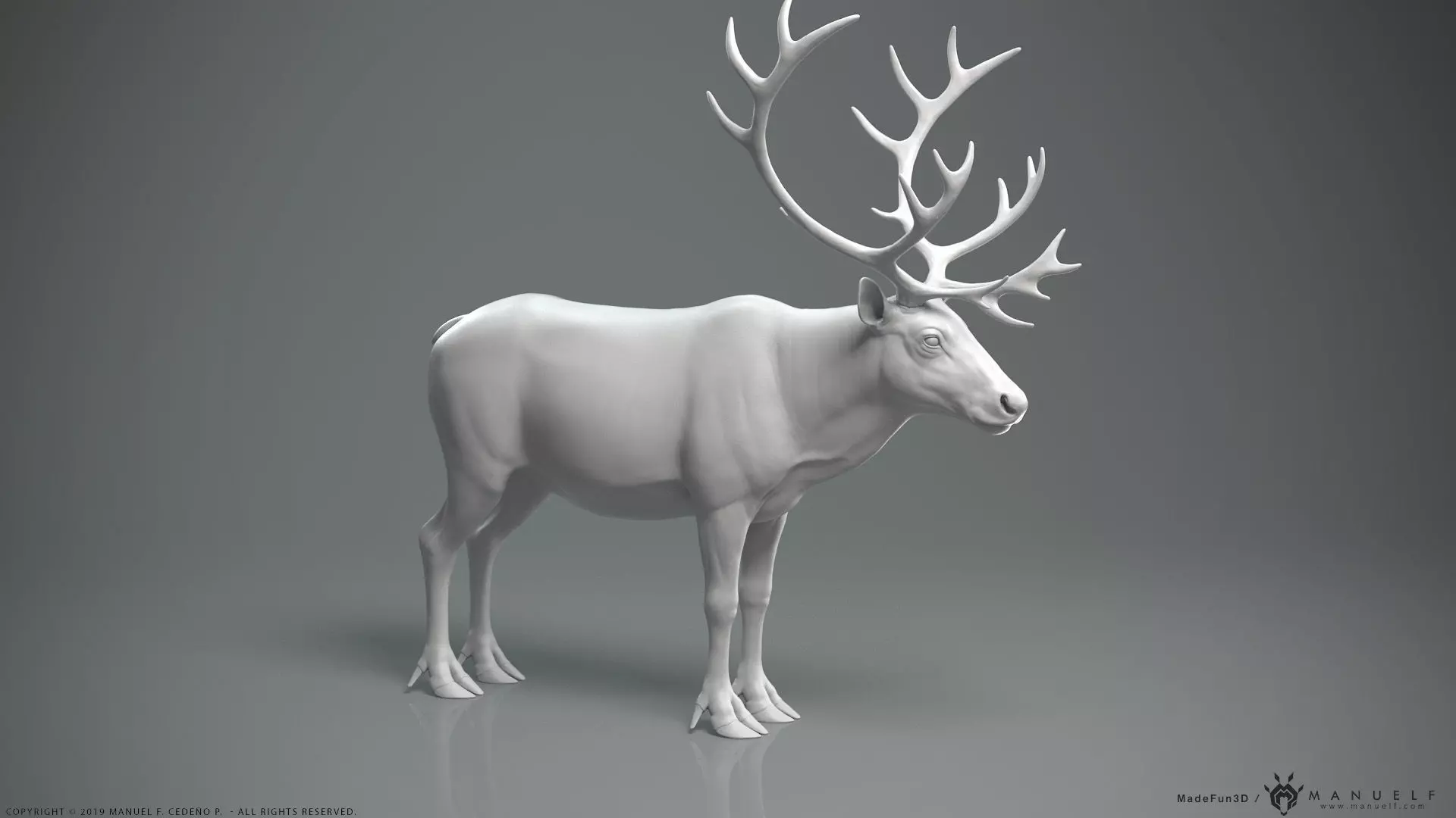 Reindeer Caribou - Highpoly Sculpture 3D model_0