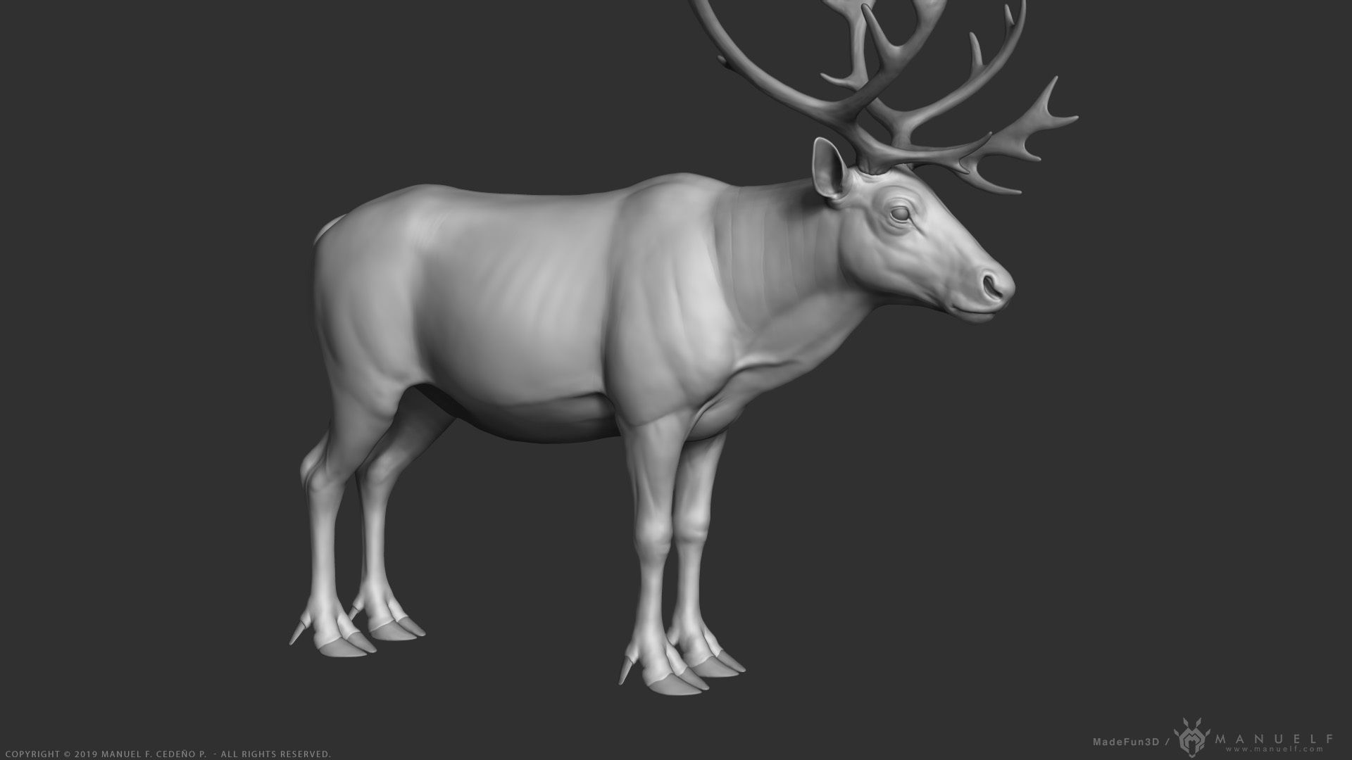 Reindeer Caribou - Highpoly Sculpture 3D model_1