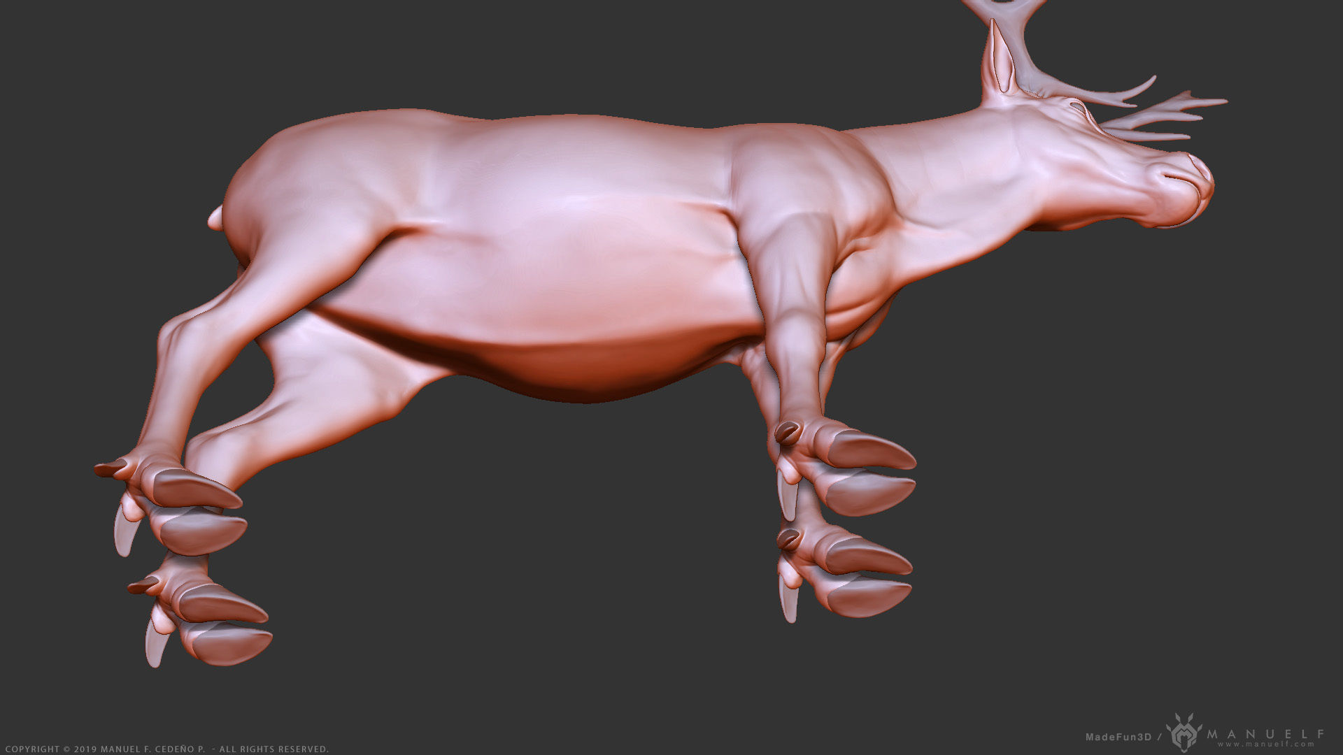 Reindeer Caribou - Highpoly Sculpture 3D model_16