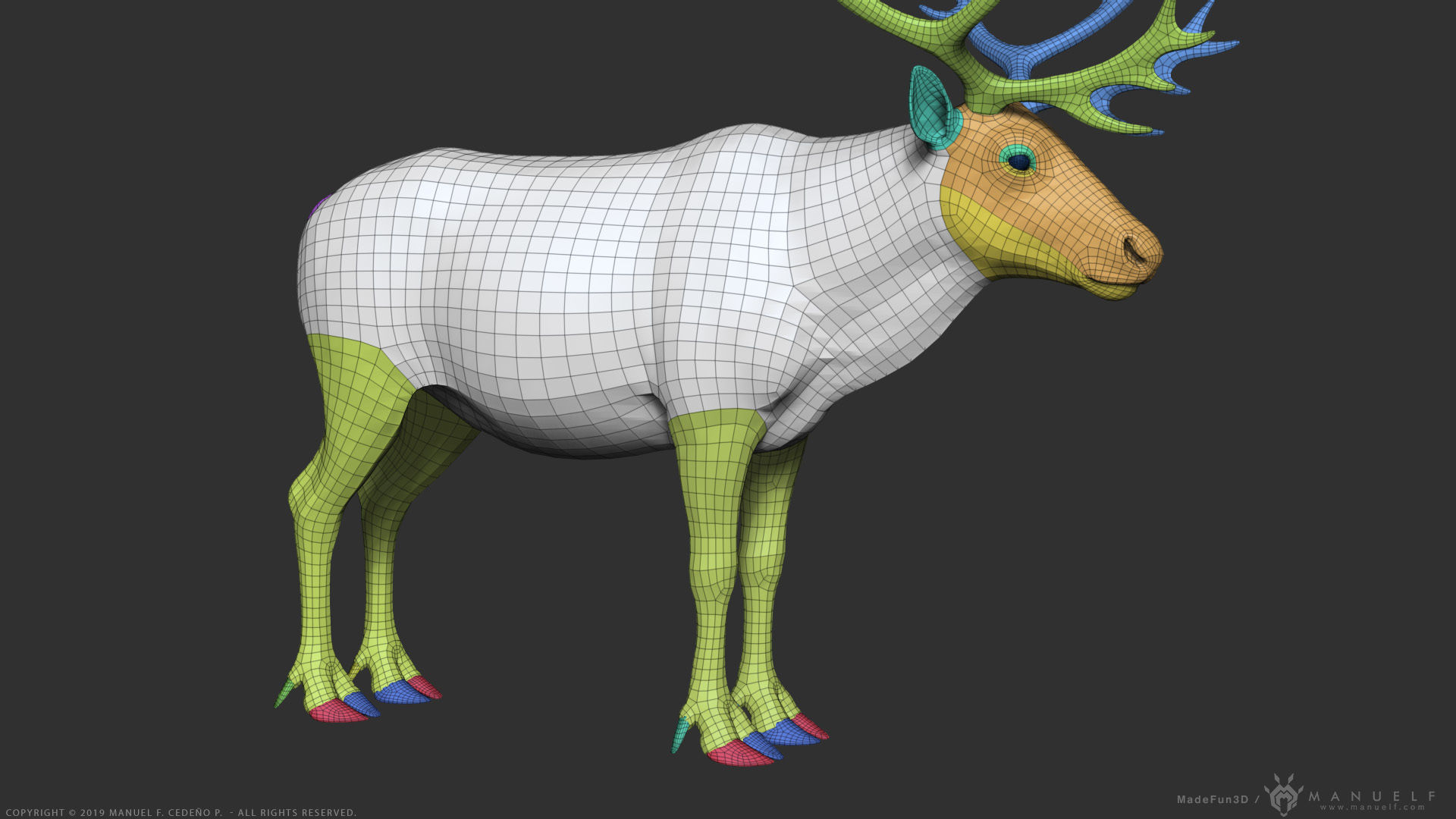 Reindeer Caribou - Highpoly Sculpture 3D model_22