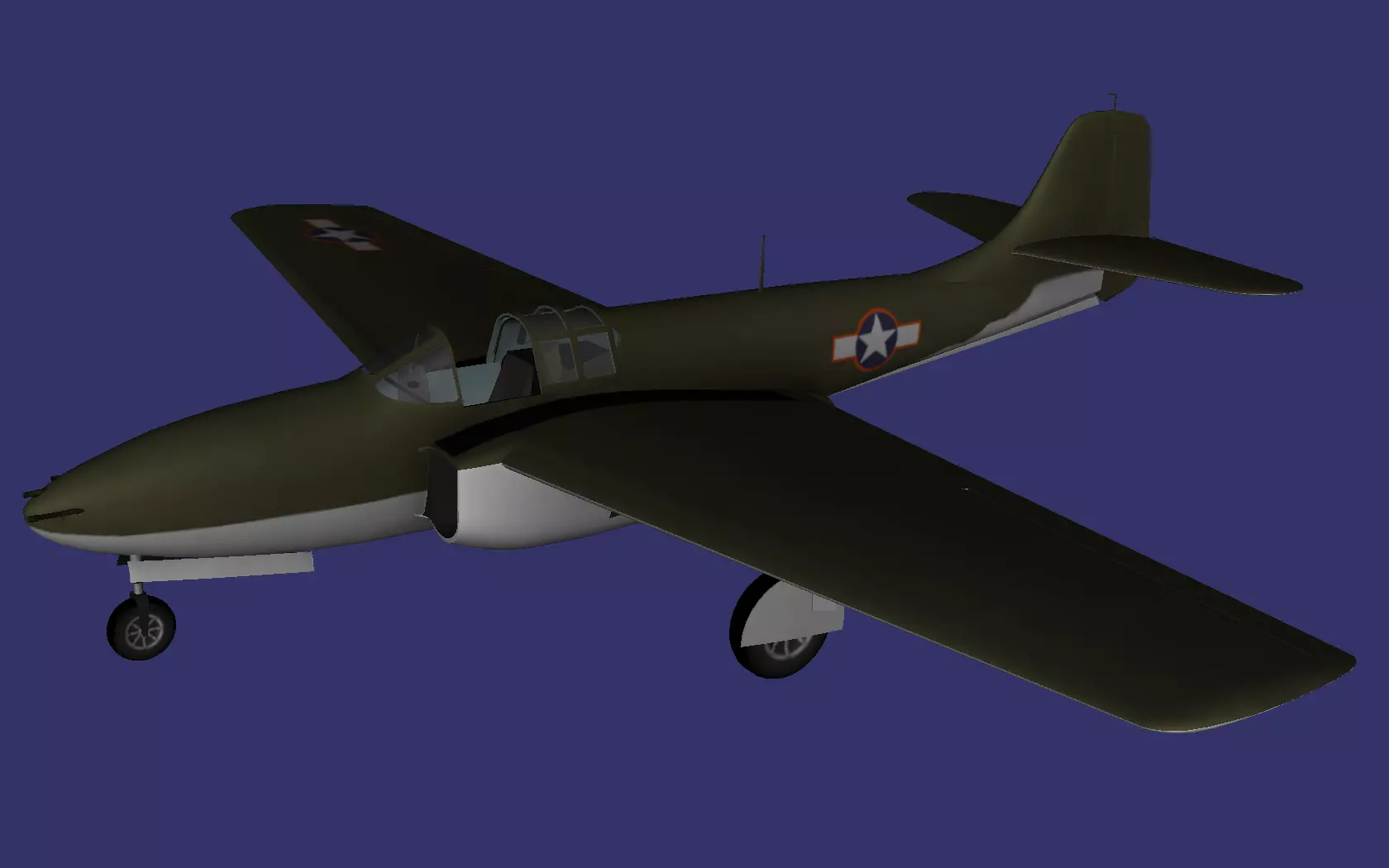 Bell P-59 AiraComet Low-poly 3D model