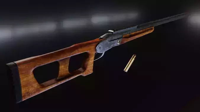 700 Nitro Express Hunting Gun Low-poly 3D model