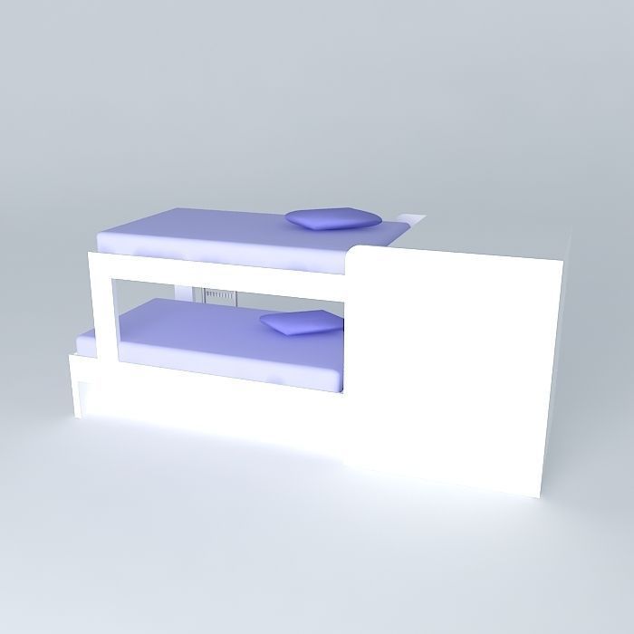 Bunk bed with auxiliary bed Free 3D model_1