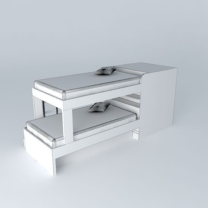 Bunk bed with auxiliary bed Free 3D model_4