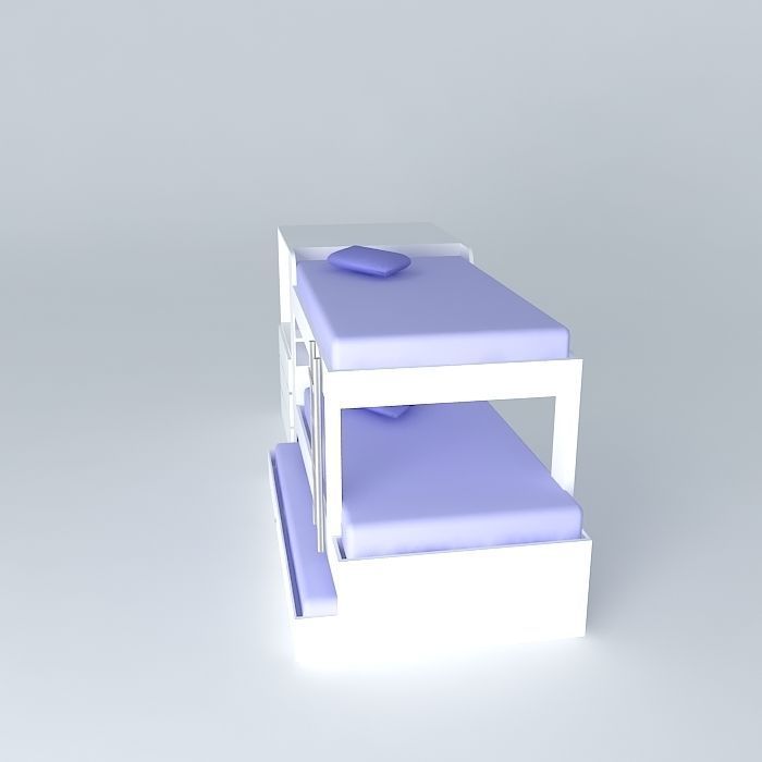 Bunk bed with auxiliary bed Free 3D model_2