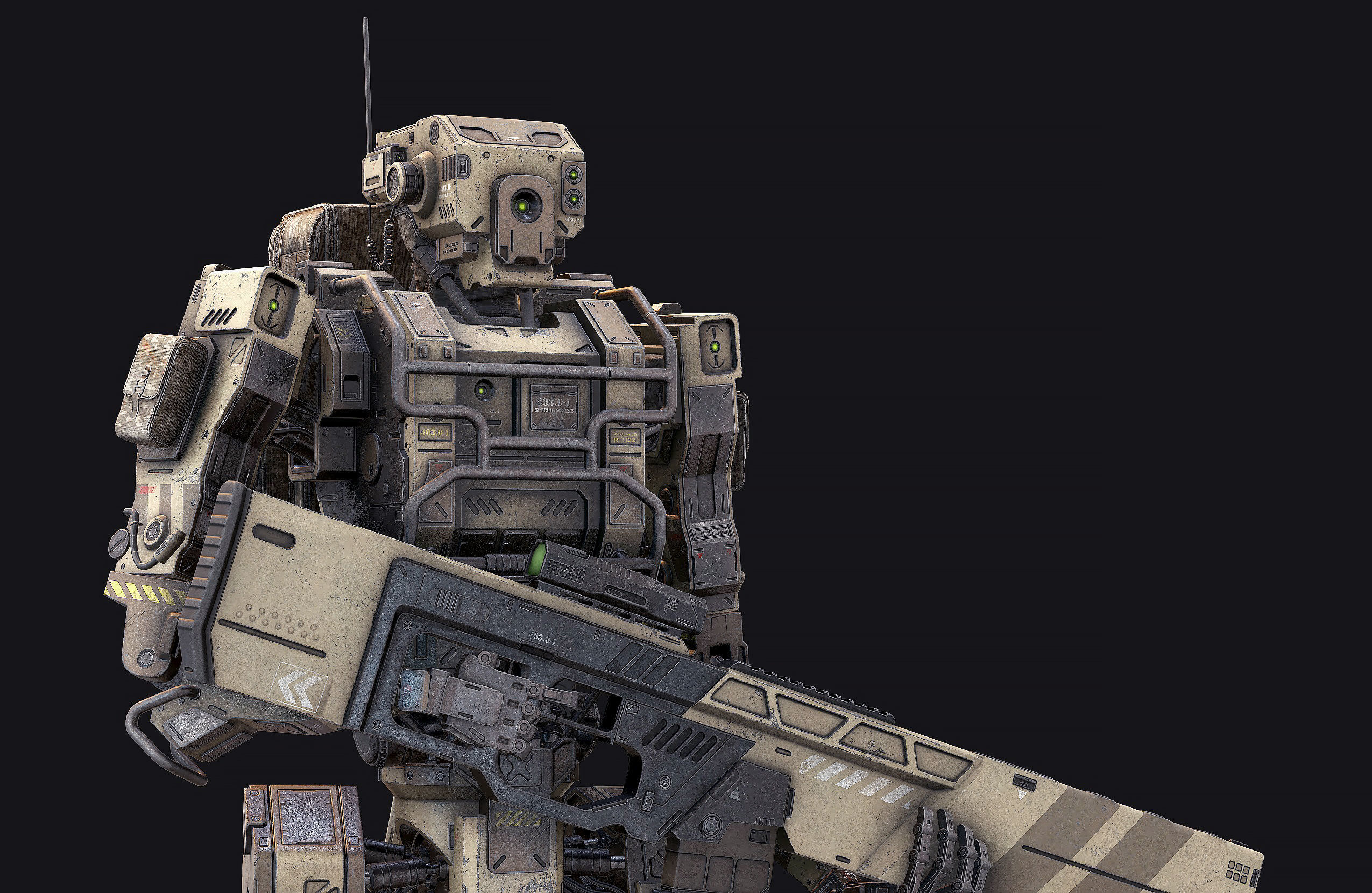 Robot Soldier low poly Low-poly 3D model_4