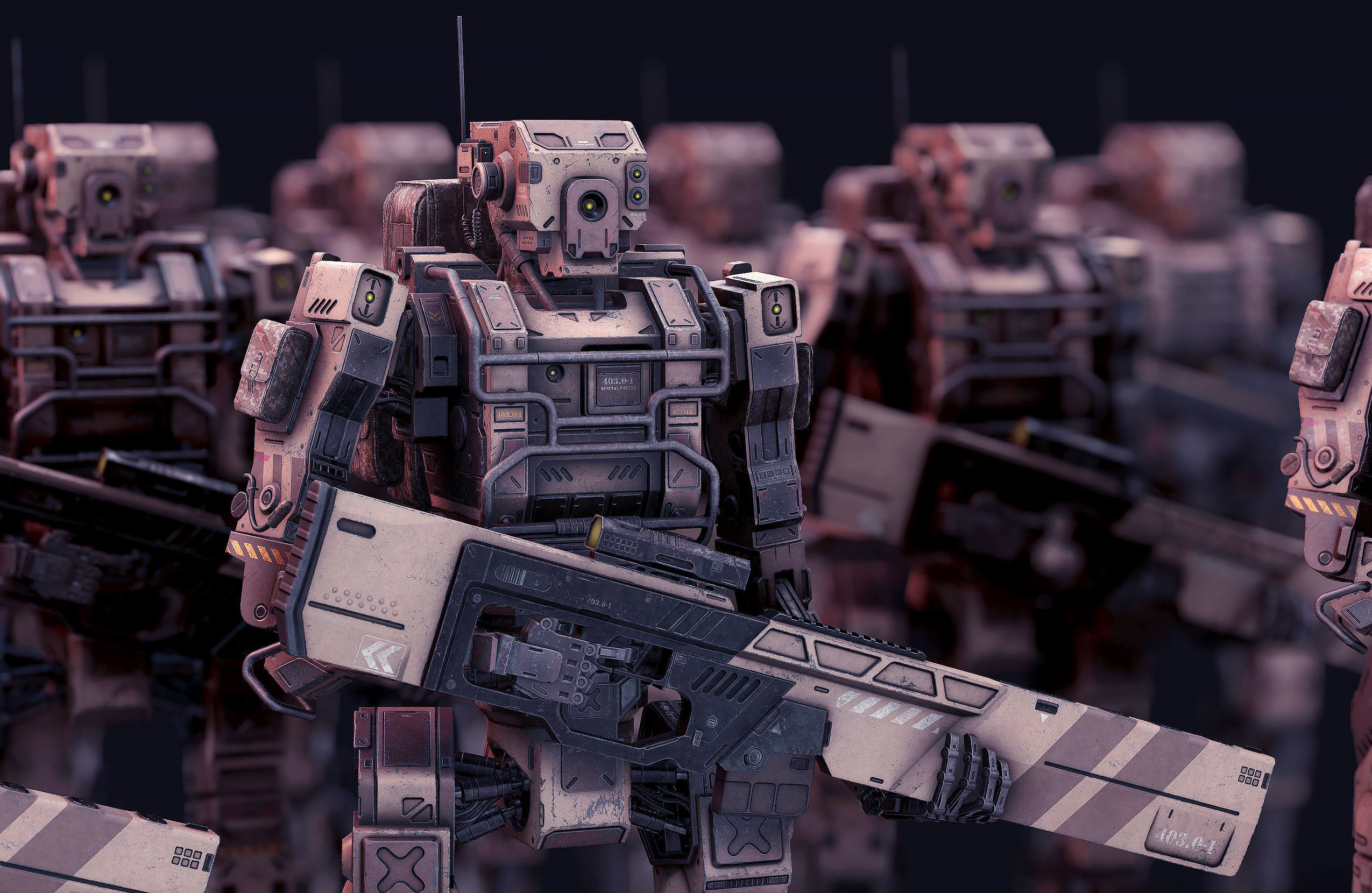 Robot Soldier low poly Low-poly 3D model_9