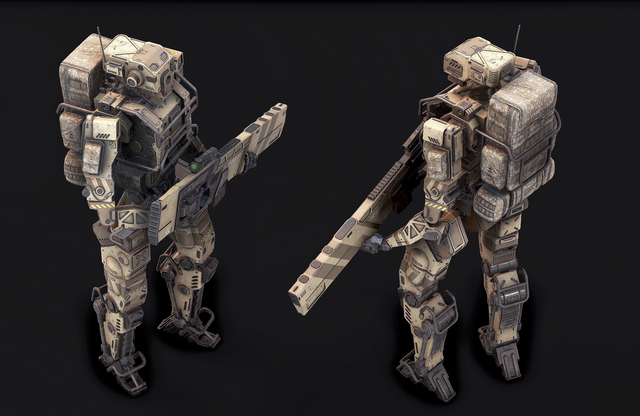 Robot Soldier low poly Low-poly 3D model_3