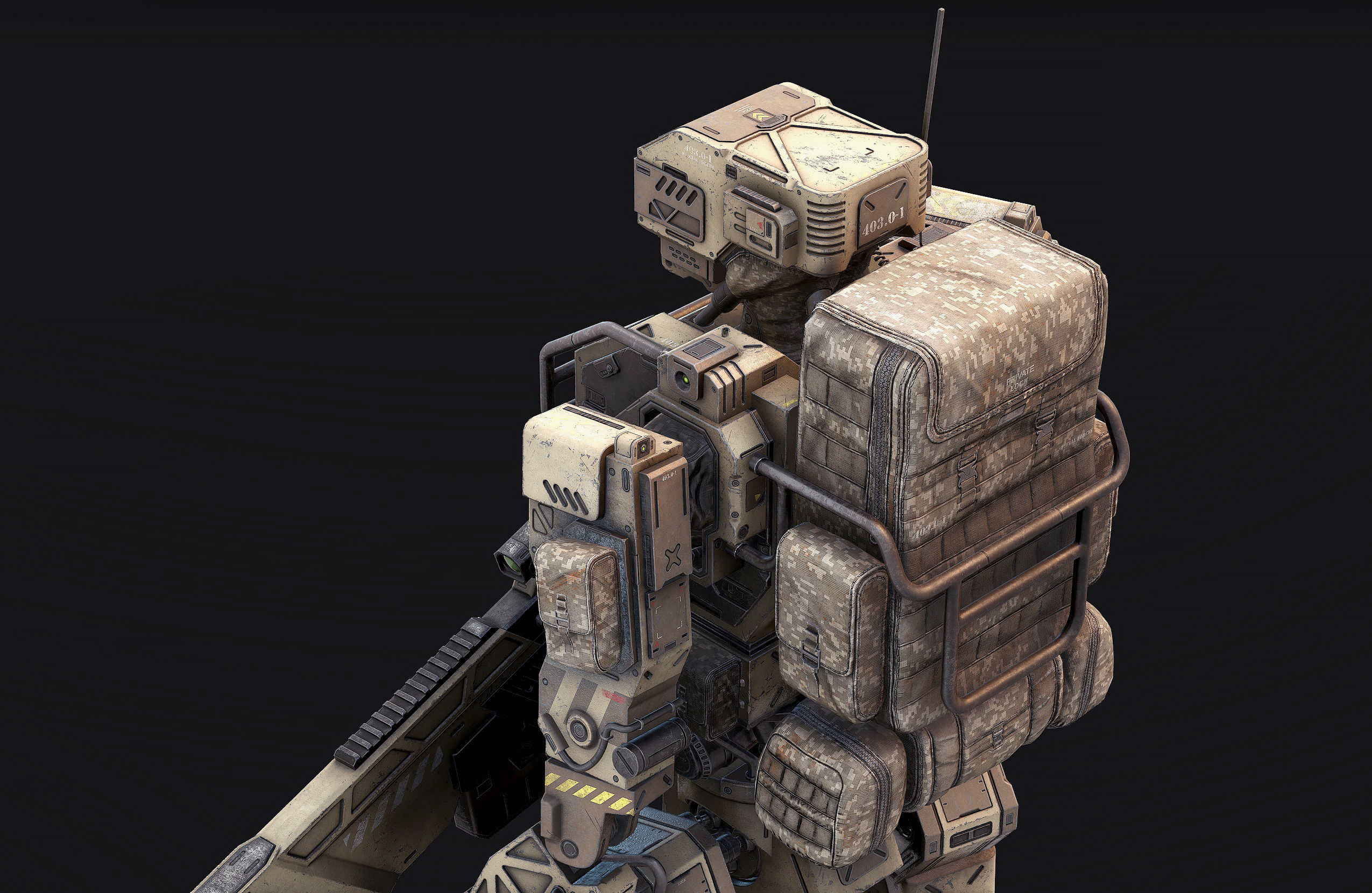 Robot Soldier low poly Low-poly 3D model_8