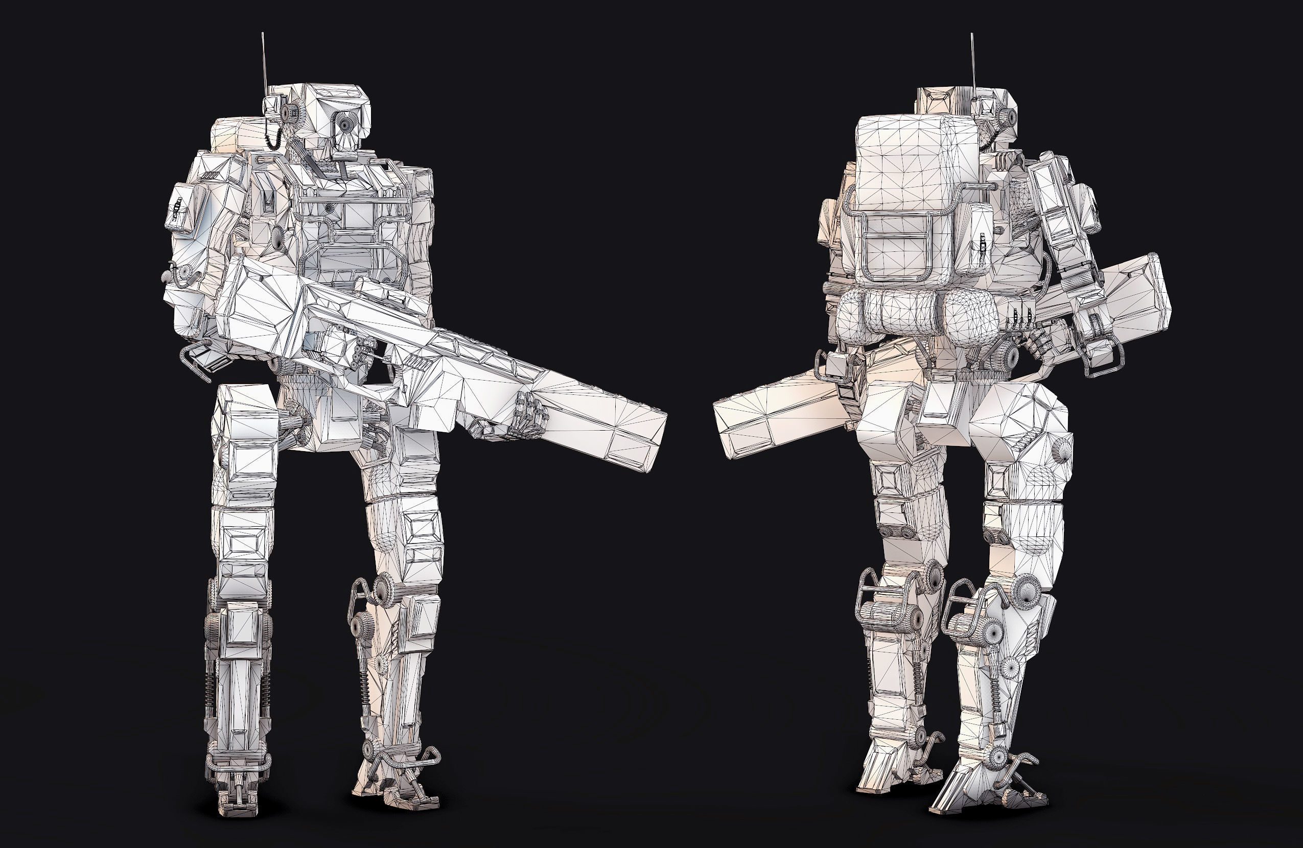 Robot Soldier low poly Low-poly 3D model_10