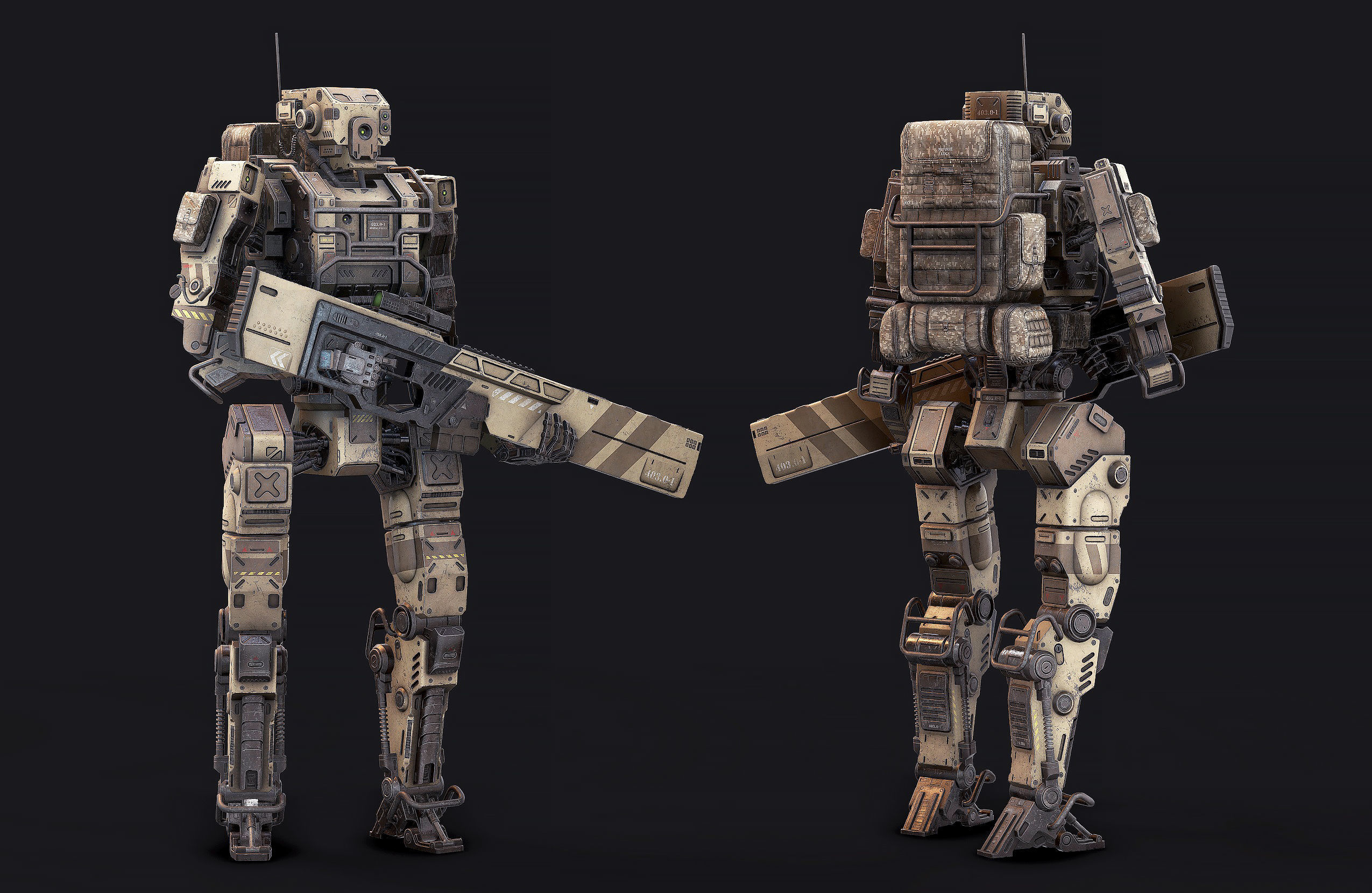 Robot Soldier low poly Low-poly 3D model_1