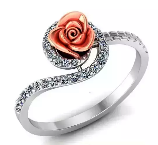 Rose Ring Flower with stones 32