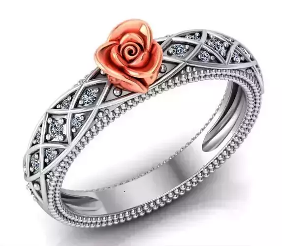 Rose Ring Flower with stones 26