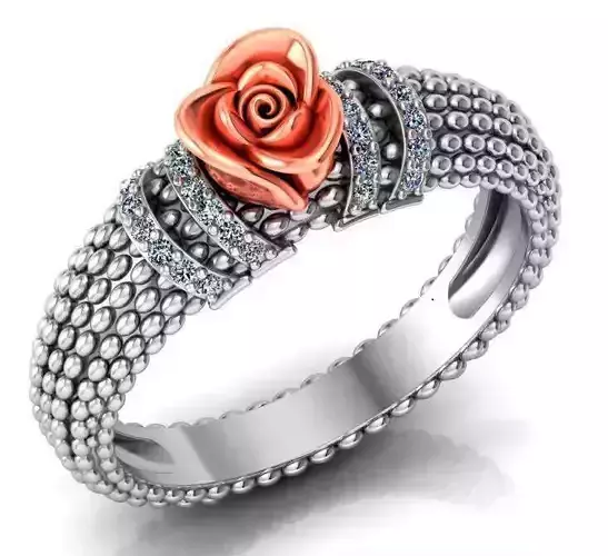 Rose Ring Flower with stones 25