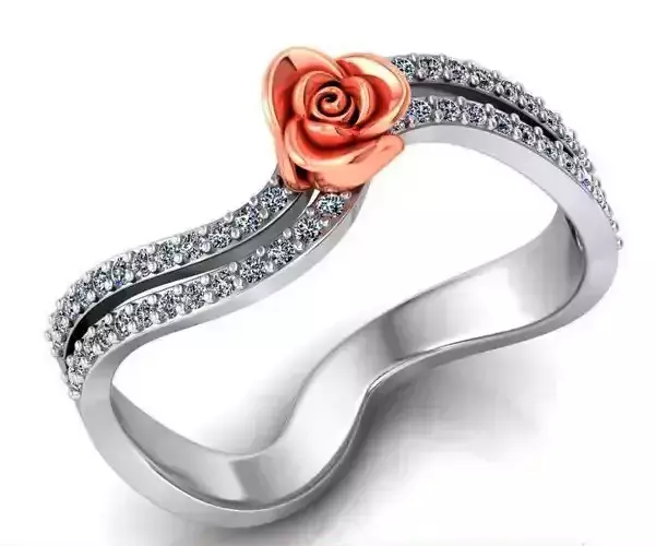 Rose Ring Flower with stones 24