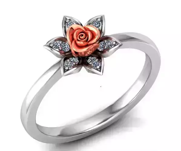 Rose Ring Flower with stones 23 3D print model