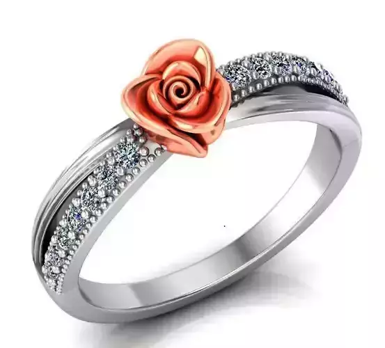 Rose Ring Flower with stones 22