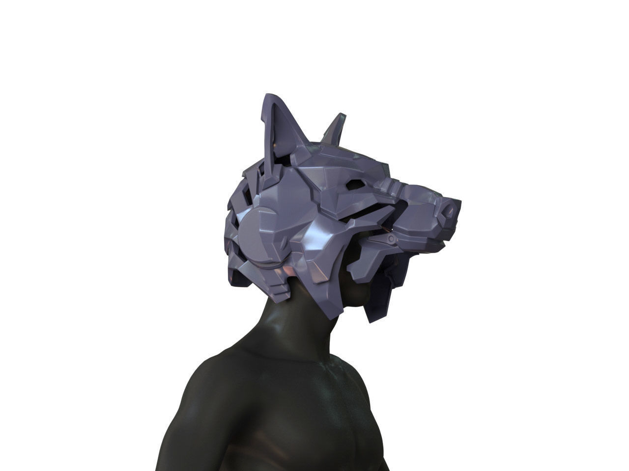 Wolf helmet 3D print model_2