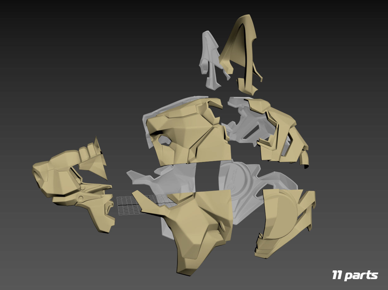 Wolf helmet 3D print model_8