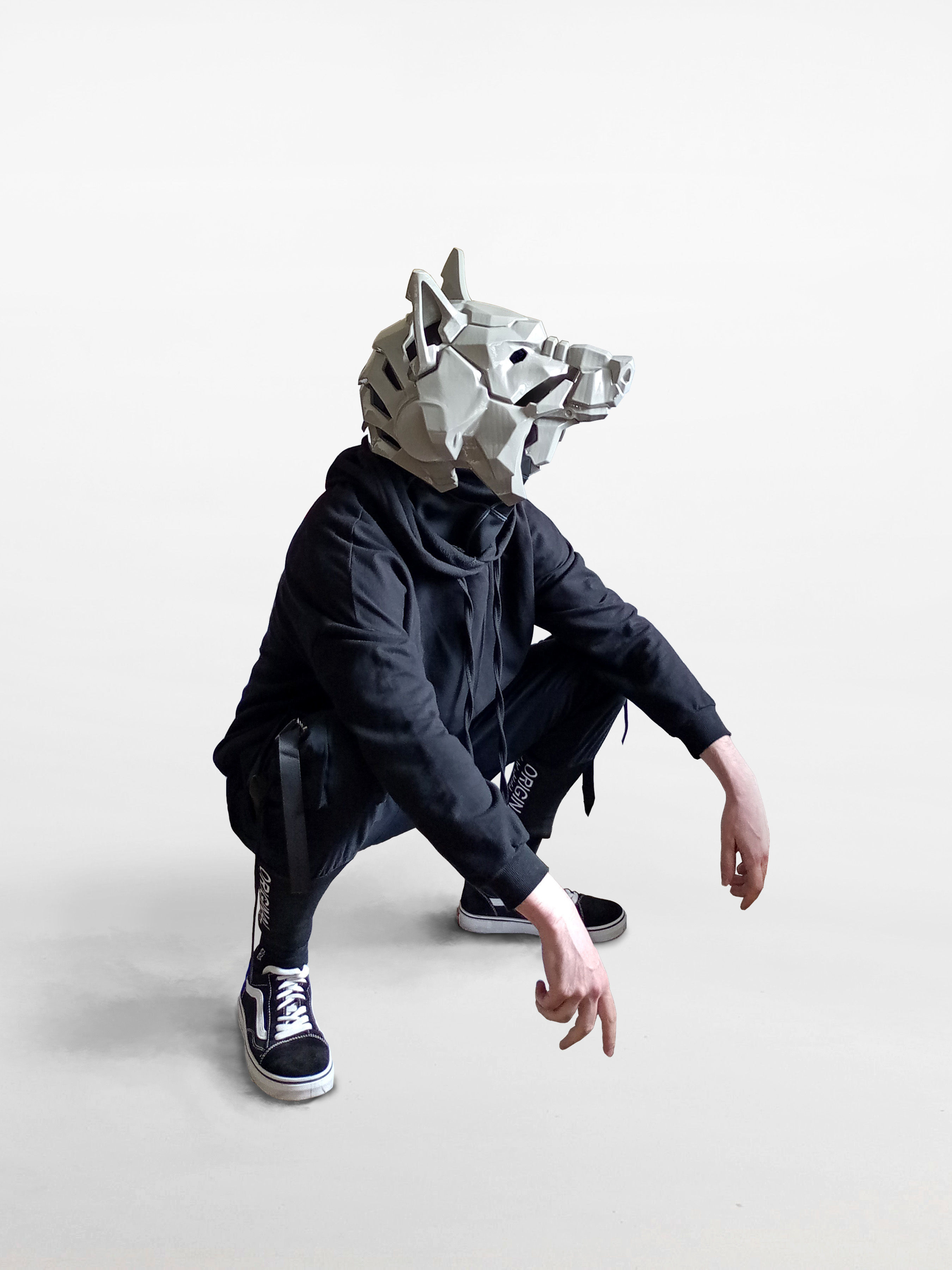 Wolf helmet 3D print model_4