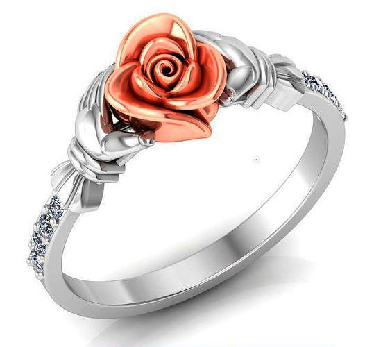 Rose Ring Flower with stones 29 3D print model