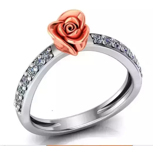 Rose Ring Flower with stones 21
