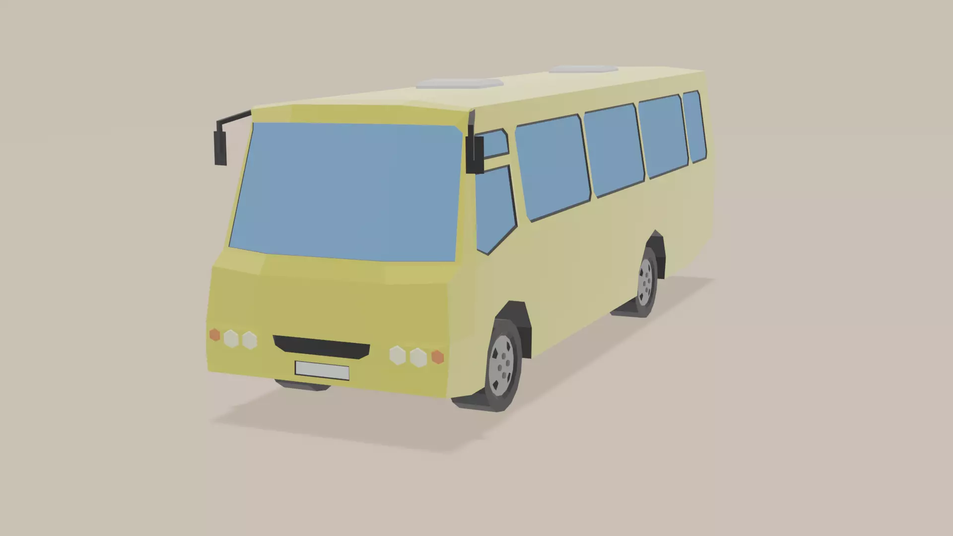 Minibus bus Low-poly 3D model