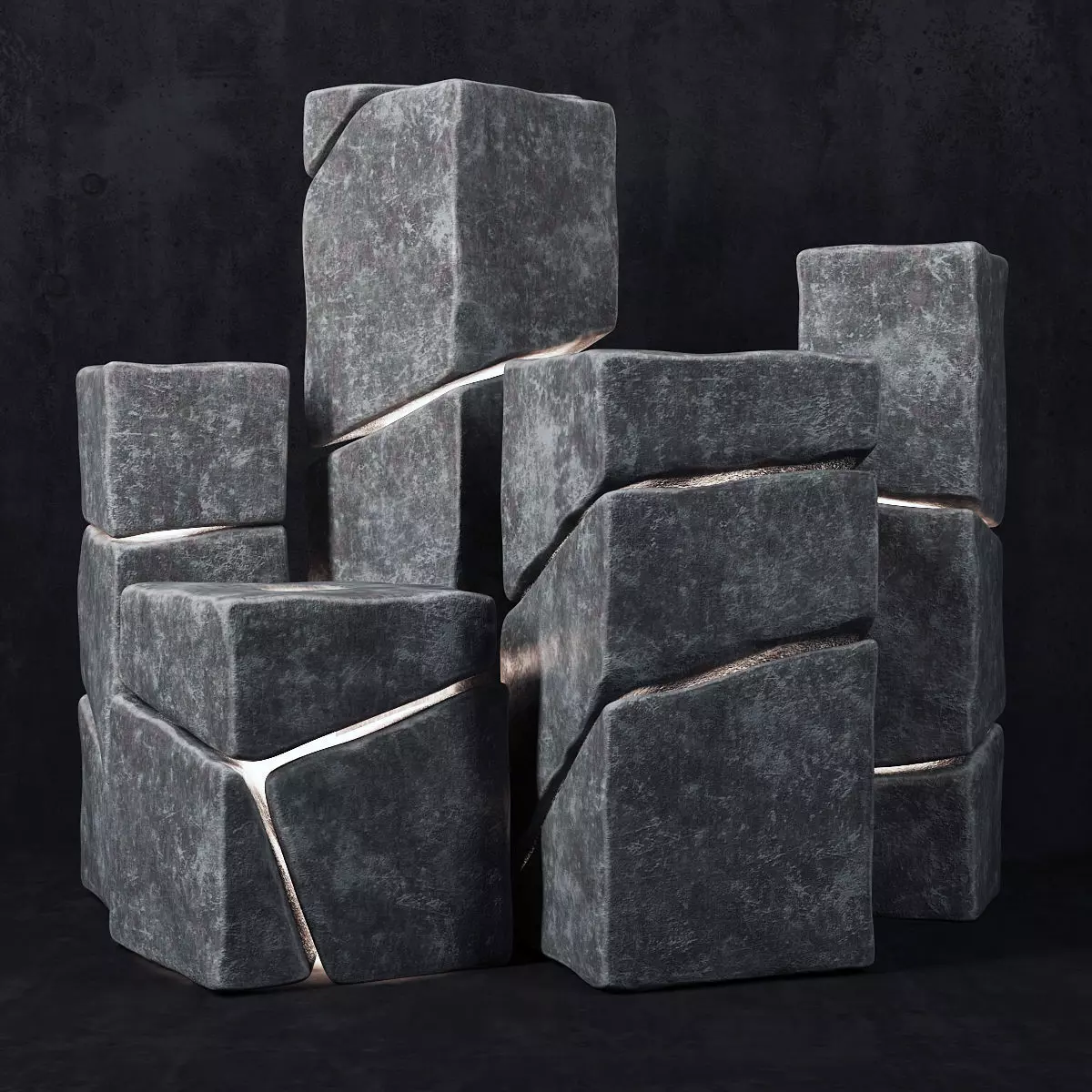 Stone cube light 3D model