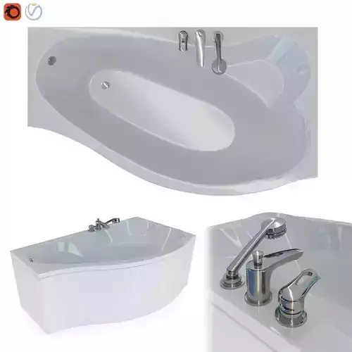 Aquanet Palma bathtub with Kludi MX mixer 3D model